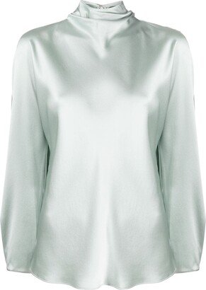 Ruched Silk Satin Blouse