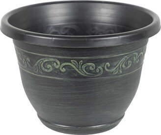 Garden Elements Outdoor Tulip Banded Plastic Planter Green 13 Inches