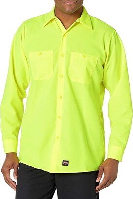 Red Kap Men's RK Enhanced Visibility Work Shirt (Fluorescent Yellow/Green) Clothing