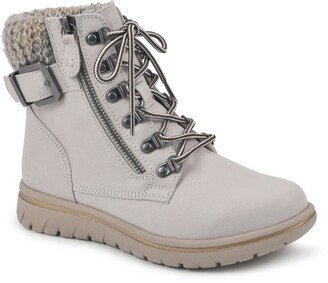 CLIFFS BY WHITE MOUNTAIN Hearty Knit Collar Lace-Up Boot