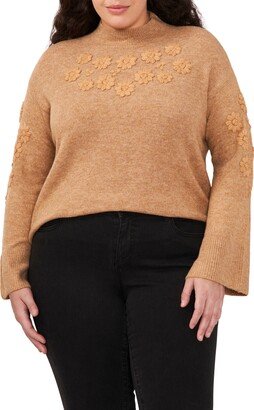 Floral Embroidered Mock Neck Sweater