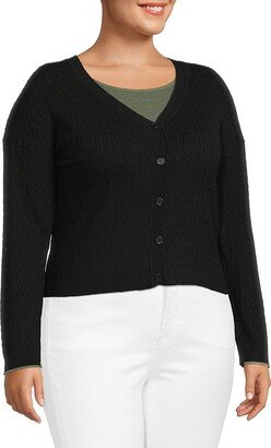 Plus Cable Knit Cropped Cardigan