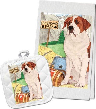 Saint Bernard Kitchen Dish Towel & Pot Holder Gift Set-AA