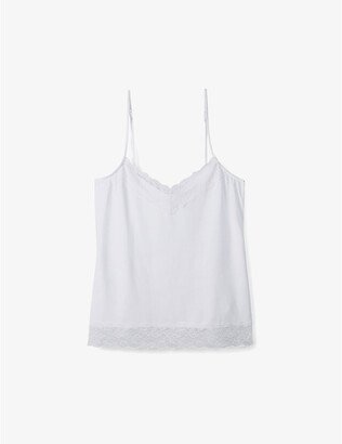 Womens White Essential Lace-trim Modal-blend Cami top