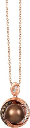 14K Strawberry Gold®, 9-9.5MM Chocolate Pearls®, Nude Diamonds™ & Chocolate Diamonds® Pendant Necklace