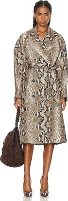 Python Print Trench Coat in Olive