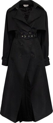 Cutaway pleated trench coat