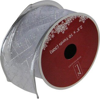 Northlight Club Pack of 12 Shimmering Silver Diamond Wired Christmas Craft Ribbon Spools - 2.5 x 120 Yards