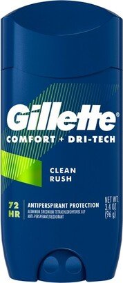 Comfort + DriTech Men's Antiperspirant Deodorant Invisible Solid Clean Rush - 3.4oz