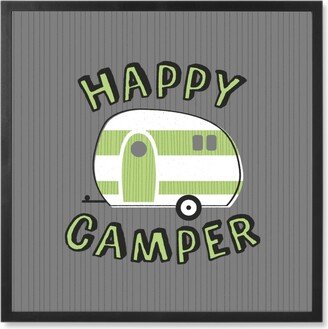 Photo Tiles: A Happy Camper Photo Tile, Black, Framed, 8X8, Gray