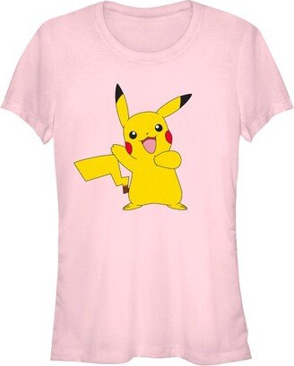 Juniors Womens Pikachu Happy Dance T-Shirt - Light - Small