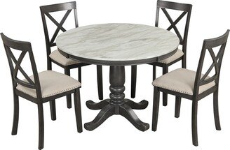 5-Piece Dining Table and Chairs Set, Kitchen Room Solid Wood Table with 4 Chairs