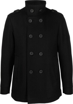 Double-Breasted Wool-Blend Short Coat