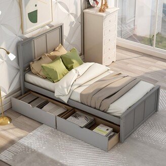 Twin Size Platform Storage Bed ,with 2 drawers with Wheels