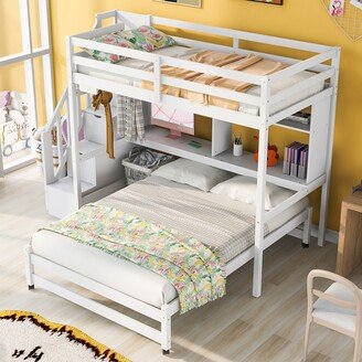 Twin over Full Bunk Bed with Storage Staircase