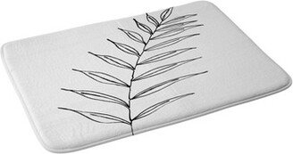 Kris Kivu Botanical Line Art Ink Leaf Bath Mat White