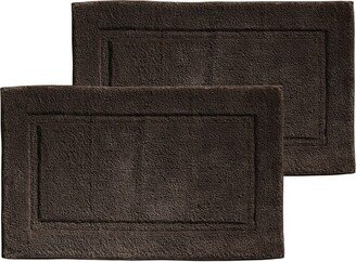 mDesign 100% Cotton Bath Mat, Hotel-Style Bathroom Floor Rug, 2 Pack, Dark Brown