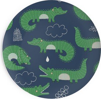 Salad Plates: Cute Alligators - Green Salad Plate, Green