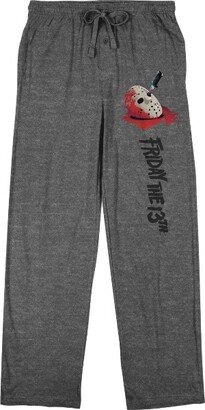 Friday The 13th Hockey Mask Men's Athletic Heather Sleep Pajama Pants-Large