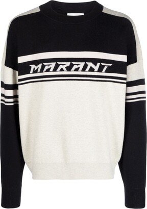 MARANT Intarsia Knit-Logo Stripe-Detail Jumper