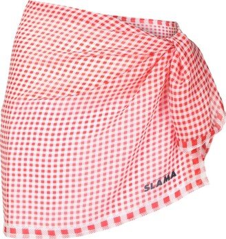 Logo-Print Gingham-Check Skirt