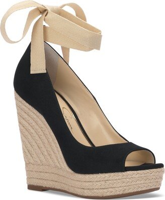 Zavida Ankle-Tie Espadrille Platform Wedge Sandals