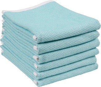 Reversible Terry Web Kitchen Towels | Set of 6 18 x 28 Inch Absorbent, Durable, Beautiful, and Luxuriously Soft Kitchen Towels - Aqua