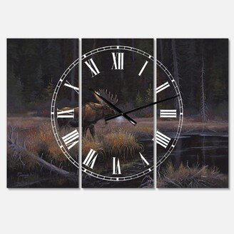 Designart Evening Light Oversized Traditional 3 Panels Wall Clock - 38