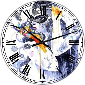 Designart Urban Girl Watching Butterfly Oversized Modern Wall Clock - 36