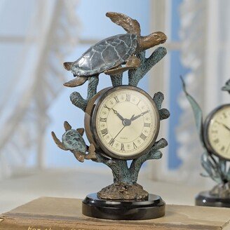 Brass Turtle Table Top Clock - 8.5 X 6 X 4.5 inches