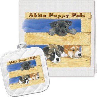 Akita Kitchen Dish Towel & Pot Holder Gift Set