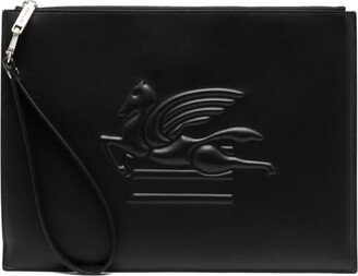 Black Calf Leather Clutch Bag