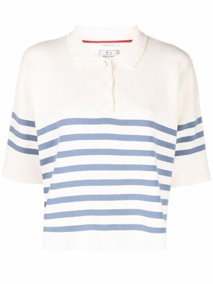 Fine-Knit Striped Polo Shirt