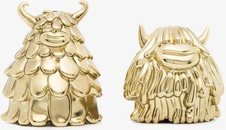 X Haas Brothers Gold Tone Niki And Simon Salt And Pepper Shakers