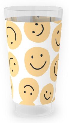 Outdoor Pint Glasses: Happy Smiley Faces - Yellow Outdoor Pint Glass, Yellow