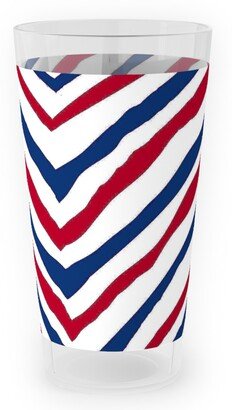 Outdoor Pint Glasses: Patriots Chevron Zig Zag - Navy, Red Outdoor Pint Glass, Multicolor