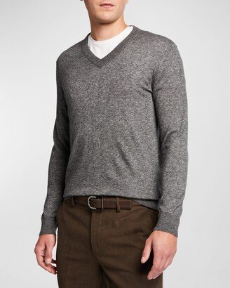 Men's Cashmere-Silk V-Neck Sweater