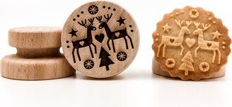 No. 100 Wooden Stamp Deeply Engraved, Christmas Gift, Toys, Stamp, Baking Deers, Tree