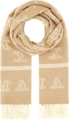 All-Over Logo Patterned Fringed Scarf-AA