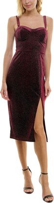 Juniors' Embellished Velvet Midi Dress