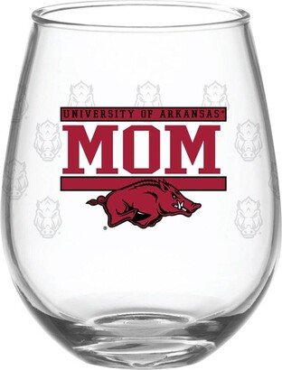 Arkansas Razorbacks 15 Oz Mom Stemless Wine Glass