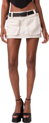 EDIKTED Belted Low Rise Cargo Miniskirt