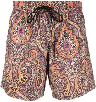 Paisley-Print Swim Shorts