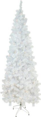 Northlight 7.5' Prelit Artificial Christmas Tree White Winston Pine - Warm White LED Lights