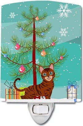 Toyger Cat Merry Christmas Tree Ceramic Night Light