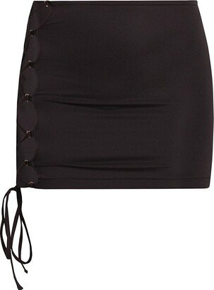 Lace-Up Stretch Miniskirt