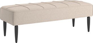 Cassian Black Finish Linen Upholstered Bench by Modern