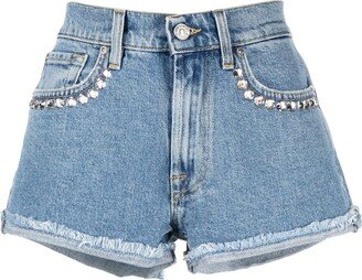 Bead-Embellished Denim Shorts