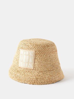 Beige Ficiu Logo-patch Raffia Bucket Hat