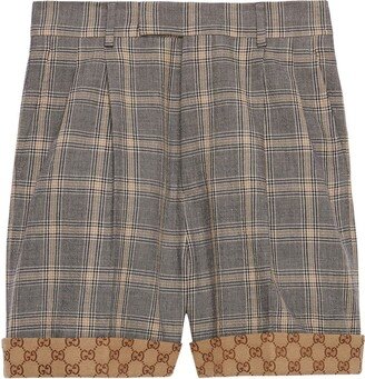 Prince of Wales linen-wool shorts